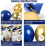 Gaeaspace  -  103pcs Navy Blue Metallic Balloon Royal Blue White Latex Balloon Gold Confetti Balloon Arch for Birthday Wedding Party DIY Decor