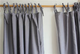 Gaeaspace  -  Grey Semi-blackout Curtain for Living Room Bedroom, Custom Solid Color Ties Up Gray Window Drapes, Easy Install Home Deco Fabric