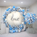 Gaeaspace  -  130pcs Blue Silver White Garland Arch Set Confetti Ballon For Baby Shower Gender Exposure Wedding Girl Birthday Party Decoration