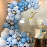 Gaeaspace  -  130pcs Blue Silver White Garland Arch Set Confetti Ballon For Baby Shower Gender Exposure Wedding Girl Birthday Party Decoration