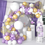 Gaeaspace  -  122 Pcs White Purple 18 Lnch 12 Lnch Confetti Balloon Garland Arch Set Party Wedding Baby Gift Birthday Decoration Background