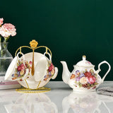 Gaeaspace  -  European Bone China Tea Set English Afternoon Tea Cup Set Teapot High-Grade Porcelain Coffee Pot 1 TeaPot 2 Cups and Saucers