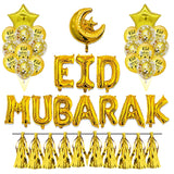 Gaeaspace  -  32pcs/lot Eid Mubarak Ramadan Letters Foil Balloons Rose Gold Silver Star Eid Moon Globos Muslium Eid Party Decorations Supplies