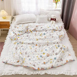 Gaeaspace  -  Children Muslin Cotton Quilt Air-conditioning Comforter Soft Kids Blanket Quilt With Fiber Filling Boy Girl Blanket Quilting