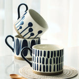 Gaeaspace  -  Hand-painted Ceramic Coffee Cups Beer Tea Mug Mug Nordic Wind Mug Large Breakfast Blue Milk Coffee Cup Glass Drinkware