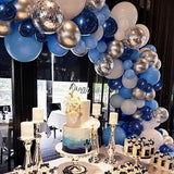 Gaeaspace  -  1set Navy Blue Helium Balloons Arch Kit White Gold Silver Confetti Balloons Baby Shower Birthday Party Wedding Decoration Globos