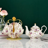 Gaeaspace  -  European Bone China Tea Set English Afternoon Tea Cup Set Teapot High-Grade Porcelain Coffee Pot 1 TeaPot 2 Cups and Saucers