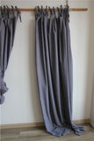 Gaeaspace  -  Grey Semi-blackout Curtain for Living Room Bedroom, Custom Solid Color Ties Up Gray Window Drapes, Easy Install Home Deco Fabric