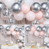 Gaeaspace  -  63Pcs Metal Silver Macaron Pink Garland Arch Kit Latex Confetti Balloons Decorations Wedding Kids Girls Birthday Party Supplies