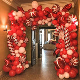 Gaeaspace  -  142 Pcs/set Christmas Red White Balloon Garland Arch kit Red Candy Gift Box Star Balloons Decoration Christmas Supplies