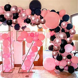 Gaeaspace  -  86pcs Black Pink Balloon Garland Arch Kit Rose Gold Metallic Balloons Birthday Party Wedding Baby Shower Graduation Decoration