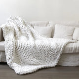 Gaeaspace  -  Hand Chunky Knitted Blanket Fashion Chunky Hand-Woven Coarse Carpet Blanket Home Textile Knitted Soft Blanket