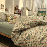 Gaeaspace  -  Pastoral green flower bedding set teen adult girl,fashion cotton twin full queen home textile bed sheet pillow case quilt cover