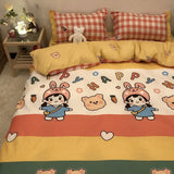 Gaeaspace  -  Boys Girls Bedding Set Fashion Adult Children Bed Linen Duvet Quilt Cover Pillowcase Cute Cartoon Bear Polyester Flat Sheets