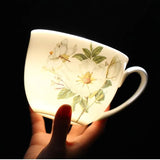 Gaeaspace  - 600ml Creative Ceramic Mug with Cover Chinese Style Special Slotted Cup Breakfast bowl Mug Office Fancy Gift for Tea Drinker