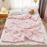 Gaeaspace  -  Children Muslin Cotton Quilt Air-conditioning Comforter Soft Kids Blanket Quilt With Fiber Filling Boy Girl Blanket Quilting