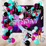 Gaeaspace  -  Music Party White Red Difenni Blue Confetti Balloon Music Note Aluminum Foil Balloon Garland Arch Set Birthday Party Decorations