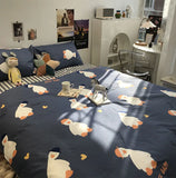 Gaeaspace  -  Cute cartton blue duck bedding set kid teen man boy,cotton twin full queen King home textile bed sheet pillow case quilt cover