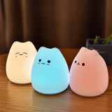 Gaeaspace  -  Cute Cat Night Light For Baby Kids Cartoon 7 Colors Silicone Sleeping Lamp Touch Sensor Table Lamp For Home Bedroom Decoration