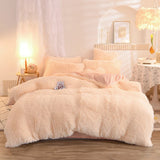 Gaeaspace  - Luxury Pure Color Plush Shaggy Warm Fleece Girl Bedding Set Mink Velvet Single Double Duvet Cover Set Pillowcase Home Textiles