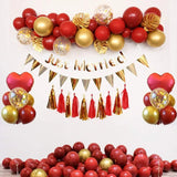 Gaeaspace  -  102 Pomegran Red,White Balloon Garland Arch Kit Gold Confetti Transparent Ballon For Wedding Girls Birthday Party Supplies