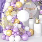 Gaeaspace  -  122 Pcs White Purple 18 Lnch 12 Lnch Confetti Balloon Garland Arch Set Party Wedding Baby Gift Birthday Decoration Background