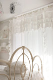 Gaeaspace  -  Premium Cotton Solid White Blackout Curtains for Living Room, Fashion Princess Lace Window Drapes with Ruffles Ties for Bedroom