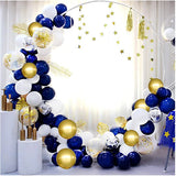 Gaeaspace  -  103pcs Navy Blue Metallic Balloon Royal Blue White Latex Balloon Gold Confetti Balloon Arch for Birthday Wedding Party DIY Decor