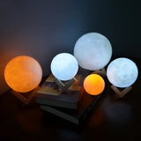 Gaeaspace  -  3D Print Rechargeable Moon Lamp LED Night Light Creative Touch Switch Moon Light For Bedroom Decoration Birthday Gift