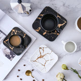 Gaeaspace  -  Marble Coffee Cup, Black and White Cup and Saucer Cup. High Quality Coffee Cup, Coffee Set, Coffee Saucer Cup