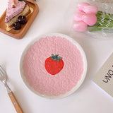 Gaeaspace  -  Kawaii Strawberry Peach Plate For Food Ceramics Cute Pink Breakfast Cake Snack Fruit Dessert Decorative Dish Kitchen Tableware