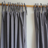 Gaeaspace  -  Grey Semi-blackout Curtain for Living Room Bedroom, Custom Solid Color Ties Up Gray Window Drapes, Easy Install Home Deco Fabric