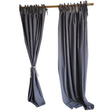 Gaeaspace  -  Grey Semi-blackout Curtain for Living Room Bedroom, Custom Solid Color Ties Up Gray Window Drapes, Easy Install Home Deco Fabric