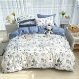 Gaeaspace  -  French Pastoral Flowers Printed 100% Cotton Bedding Set Single Queen King Quilt/Duvet Cover Bed Linen Fitted Sheet Pillowcases