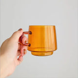 Gaeaspace  -  Ins Nordic Coffee Cup Latte Colored Glass Vintage Water Tea Milk Glass Cup Transparent Heat-resistant Wedding Glass Mug