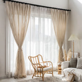 Gaeaspace  -  Natural Linen Texture Semi-Blackout Curtains for Living Room,Bedroom, Cafe, Vintage, Eco-friendly, Cotton Curtain, Window Drapes