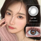 Gaeaspace  -  2pcs/pair Natural Pupil Lenses Contact Lenses for Eyes Comic Black Eyes Tear Eye 2 Tone Series Eye Contacts (dia:14mm)