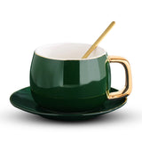 Gaeasapce  -  Ceramic Coffee Tea Cups and Mugs Travel Coffee Cup Saucer Set Porcelain Teacup with The Spoon Drinking