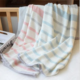 Gaeaspace  -  Baby Bamboo Fiber Blanket Cooling Nap Blanket Summer Stripes Kids Children Adult Sleeping Blanket 115x125cm