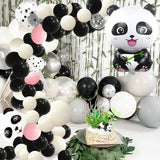 Gaeaspace  -  117PcsBlackand White Pink Confetti Balloon Garland Set Panda Pull Flag Aluminum Film Balloon Party Baby Gift Birthday Decoration