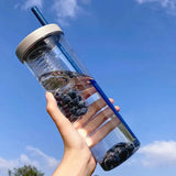 Gaeaspace  -  Creativity Fruits Filter Water Bottle With Straw Plastic Outdoor Water Cup School Water Bottle Travel Sport Drinkware Juice Cup