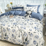 Gaeaspace  -  French Pastoral Flowers Printed 100% Cotton Bedding Set Single Queen King Quilt/Duvet Cover Bed Linen Fitted Sheet Pillowcases