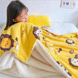 Gaeaspace  -  4 Sizes Winter Warm Baby Berber Fleece Blankets Sofa Sleeping Blanket Thickened Warm Plush Coral Fleece Baby Bed Sleeping Quilt