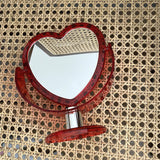 Gaeaspace  -  New Acrylic Double Side Makeup Mirror Heart Shaped Cosmetic Mirror Transparent Base Home Bedroom Desktop Make Up Mirror