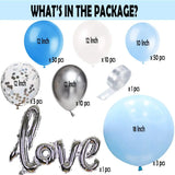 Gaeaspace  -  130pcs Blue Silver White Garland Arch Set Confetti Ballon For Baby Shower Gender Exposure Wedding Girl Birthday Party Decoration