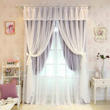 Gaeaspace  -  Princess Beauty 3 Layers Blackout Curtains for Girl's Bedroom Pink Lace Sheer tulle Curtains for Living Room Window Drapes