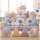 Gaeaspace  -  1pc Many Styles of Moon&Star&Shell&Rainbow Plush Pillow Soft Colorful Triangle&Hexagon Stuffed Cartoon Toy Sofa Cushion Dolls