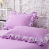 Gaeaspace  -  2pcs Korean style Lace Pillow Cover White/Blue/Purple Standard Girls Pillow Case Solid Color Princess bedding Pillowcase 48x74cm