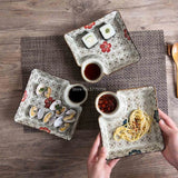 Gaeaspace  -  Ceramic Dish Dumplings Bowl Sushi Plate with Sauce Dish Kitchen Tableware Dinner Plates Dessert Cake Fruit Plate Tray