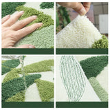 Gaeaspace  -  Green Leaves Flocking Bath Mat Non-slip Absorbent Microfiber Bathroom Rug Home Entrance Door Mat Super Soft Bath Carpet Tapijt